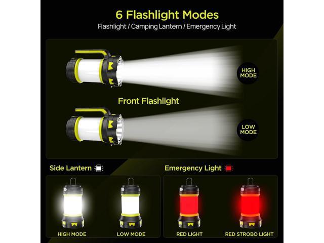Rechargeable Flashlights Camping Lantern,6 Modes LED Bright Flashlight 3000mAh Power Bank, IPX4 Waterproof, Emergency Flashlight Lantern for...