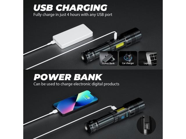 Rechargeable Led Flashlights High Lumens: 990,000 Lumen Super Bright Flashlight, 7 Modes with COB Work Light, IPX6 Waterproof, Powerful Handheld...