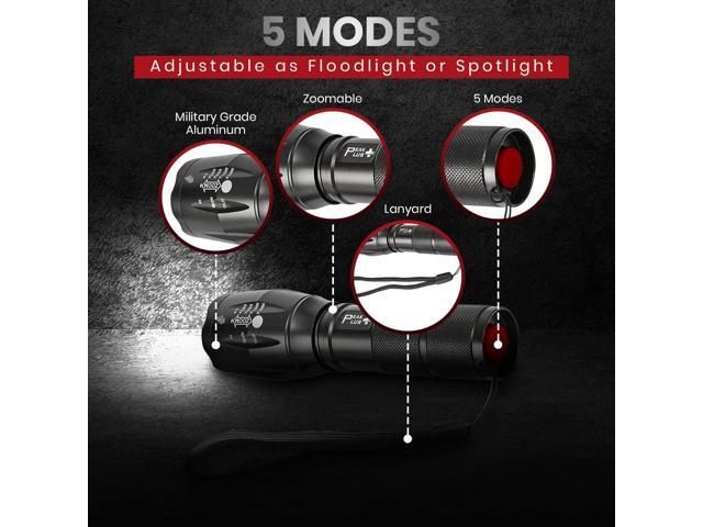 PeakPlus Rechargeable Tactical Flashlight LFX1000 (Rechargeable Battery and Charger Included) - High Lumens LED, Super Bright, Zoomable, 5 Modes,...
