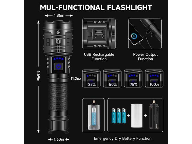 Rechargeable Flashlights High Lumens, 990000LM Powerful Tactical Flashlights, 5 Modes LED Flashlight Adjustable, Brightest Flashlight Waterproof,...
