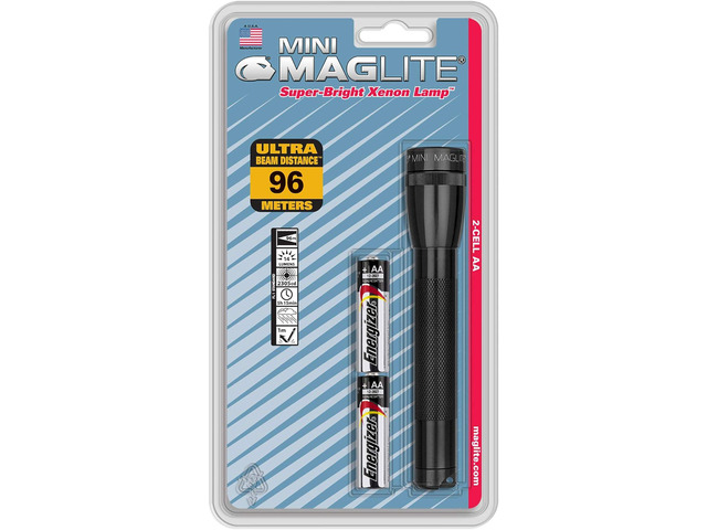 Maglite Mini Incandescent 2-Cell AA Flashlight, Black