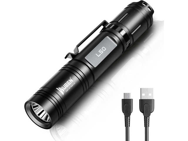 WUBEN L50 Rechargeable Flashlights 1200 Lumens, USB Rechargeable Tactical Light Flashlights IP68 Waterproof, Super Bright LED Pocket Flashlights 5...