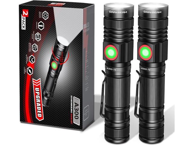 DARKBEAM LED Flashlights Rechargeable USB 2000 High Lumens, Small and Bright Pocket Flashlight, Zoomable Water Resistant Handheld Flash Light for.