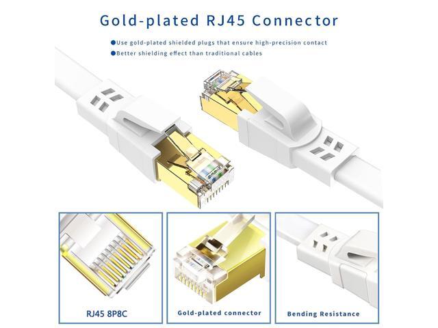 Cat8 Ethernet Cable 200FT, High Speed Outdoor & Indoor LAN Network Cable 40Gbps, 2000Mhz with Gold Plated RJ45 Connector - 60M