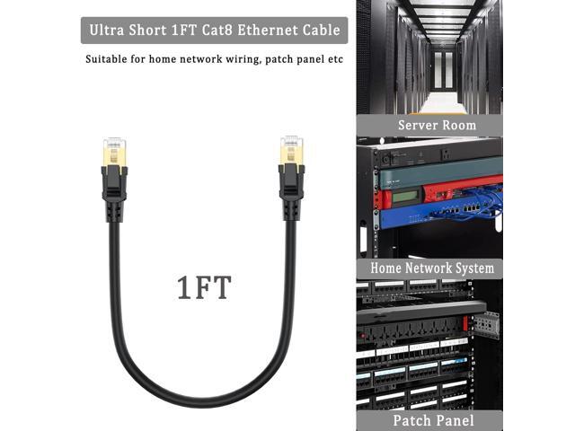 Cat8 Ethernet Cable 1FT 2-Pack, High Speed Ethernet Cable Cat 8 SFTP Internet Network Patch Cord Short Cable 40Gbps 2000Mhz for Patch Panel, Home...