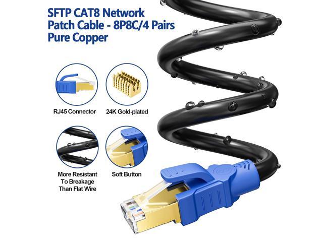 MEIPEK Cat 8 Ethernet Cable 30ft Shielded, Indoor & Outdoor, Heavy Duty High Speed Direct Burial 26AWG Network Cable, 40Gbps 2000Mhz, Weatherproof...