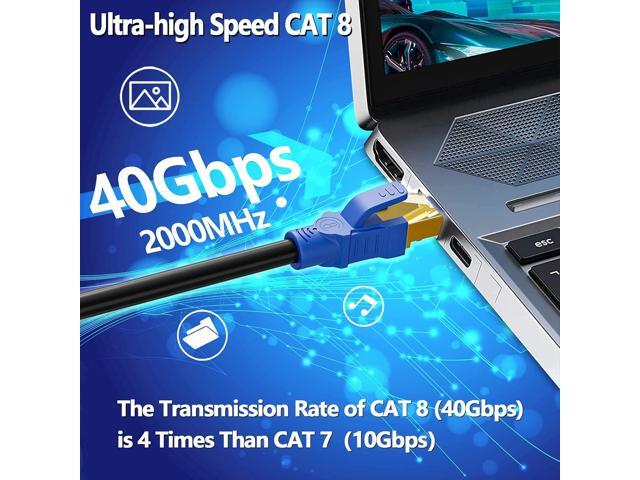 MEIPEK Cat 8 Ethernet Cable 30ft Shielded, Indoor & Outdoor, Heavy Duty High Speed Direct Burial 26AWG Network Cable, 40Gbps 2000Mhz, Weatherproof...