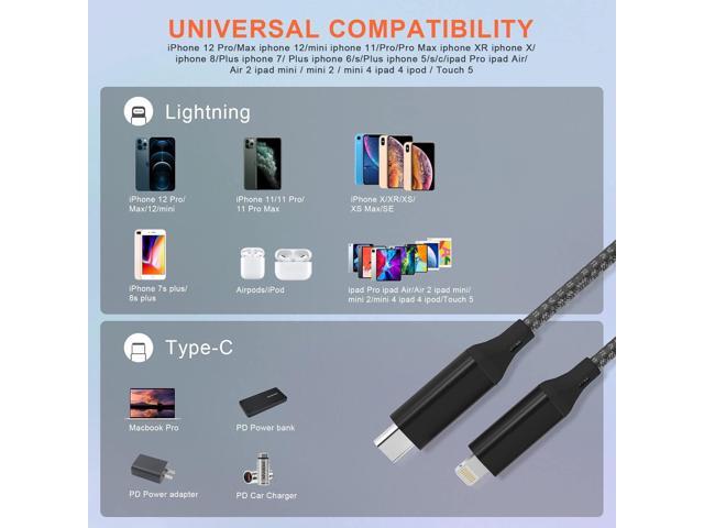 Extra Long USB C to Lightning Cable 20Ft/6M [Apple MFi Certified] iPhone Fast Charger Cable USB-C Power Delivery Fast Charging Cord 3A (max) for...