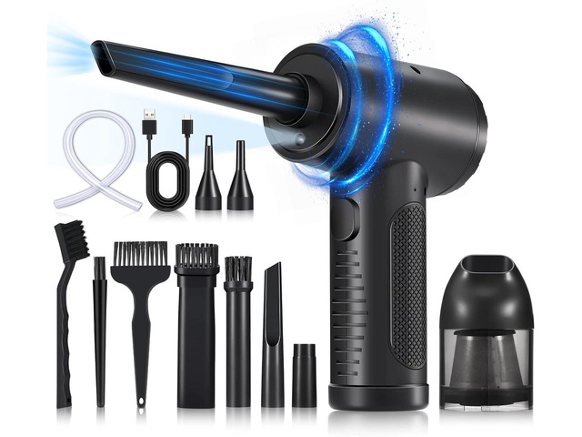 Compressed Air Duster, Cordless Air Duster & Vacuum 2 in 1, Electric Duster Reusable, 91000RPM Computer Vacuum Cleaner, Dust Blower for Computer,...