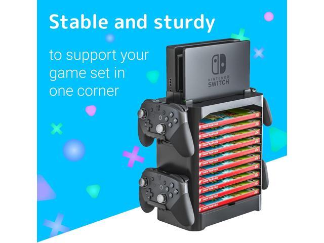 Skywin- Game Storage Tower Compatible With Nintendo Switch, Nintendo Switch Stand Holder, Game Disk Rack, Controller Organizer, Switch Holder Stand...