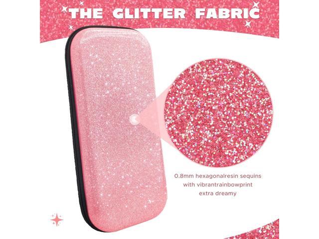 homicozy Glitter Carrying Case for Nintendo Switch & Switch OLED Console, Pink Hard Travel Case Shell Pouch for Nintendo Switch Console & Accessories