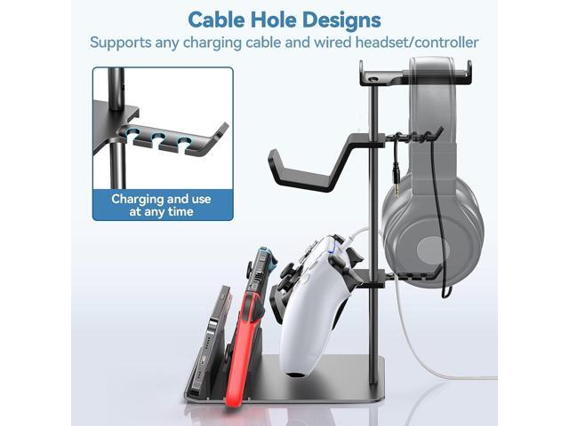 KDD Headphone Stand, Game Controller Holder & Headset Holder for Desk, Earphone Stand with Aluminum Supporting Bar, Universal Storage Organizer...