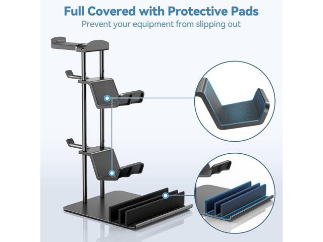 KDD Headphone Stand, Game Controller Holder & Headset Holder for Desk, Earphone Stand with Aluminum Supporting Bar, Universal Storage Organizer...