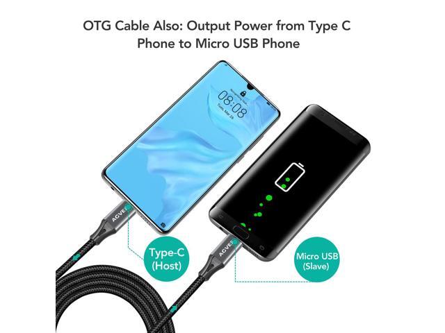 A 2 Pack 6ft USB-C OTG to Micro USB Cable, Braided Charger Data Sync Cord Charging Wire Adapter for Samsung Galaxy S7 S6, J7, J3, LG, PS4, Kindle,...