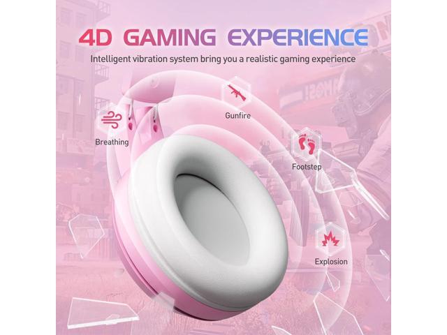 SOMIC G951pink Gaming Headset for PC, PS4, PS5, Laptop, Cat Ear Headphone USB Gaming Headphones with Mic Noise Cancelling, LED Light, 7.1 Virtual...