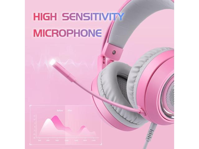 SOMIC G951pink Gaming Headset for PC, PS4, PS5, Laptop, Cat Ear Headphone USB Gaming Headphones with Mic Noise Cancelling, LED Light, 7.1 Virtual...