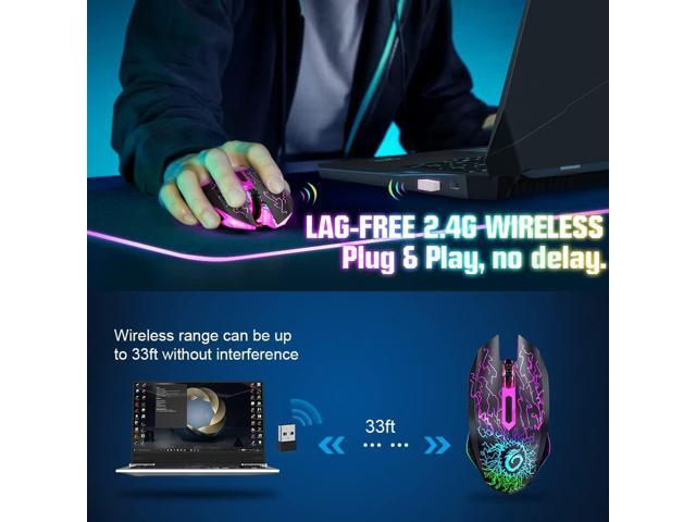 VersionTECH. Wireless Gaming Mouse, Rechargeable Computer Mouse Mice with Colorful LED Lights, Silent Click, 2.4G USB Nano Receiver, 3 Level DPI...
