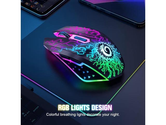 VersionTECH. Wireless Gaming Mouse, Rechargeable Computer Mouse Mice with Colorful LED Lights, Silent Click, 2.4G USB Nano Receiver, 3 Level DPI...