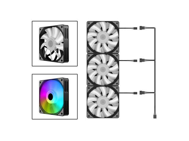 JIMTAB 3Pcs 120mm Case Cooling Fan 1200RPM RGB LED PC Cooling 3Pin Professional 12V DC Computer Case Fans Fan Silent Colorful