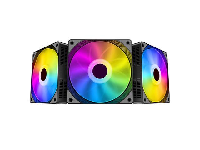 JIMTAB 3Pcs 120mm Case Cooling Fan 1200RPM RGB LED PC Cooling 3Pin Professional 12V DC Computer Case Fans Fan Silent Colorful