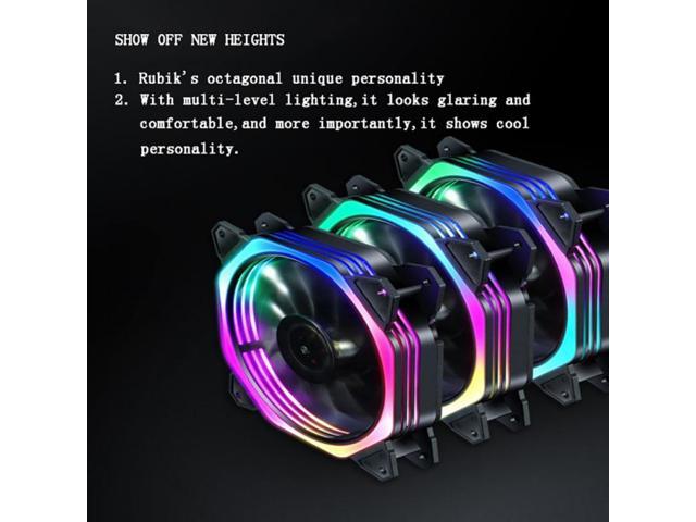 JIMTAB 1 Pack Colorful RGB Case Fans, Quiet Computer Cooling PC Fans Cooler Speed Adjustable with Fan Control Hub