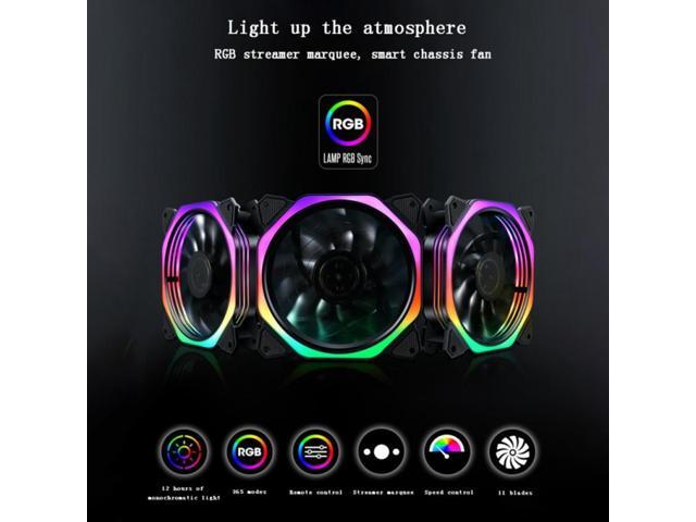 JIMTAB 1 Pack Colorful RGB Case Fans, Quiet Computer Cooling PC Fans Cooler Speed Adjustable with Fan Control Hub