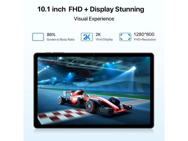 JIMTAB 2024 Android Tablet Octa Core 10' 2 in 1 Android 13 Tablets, 4GB Ram 64GB Rom Gaming Tablet with USB Adapter, Keyboard, Stylus, Tempered...