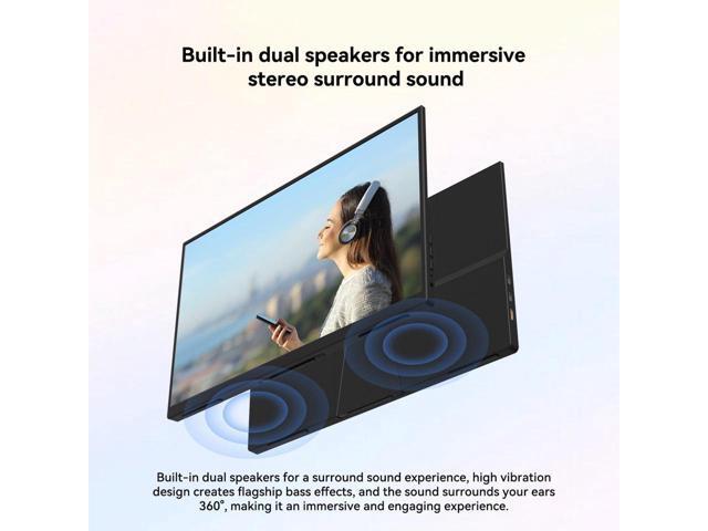 JIMTAB Portable Monitor 15.6' IPS, FHD 1080P HDR monitor 100% sRGB gaming Monitor with Mini HDMI USB-C Second External Monitor dual speakers for...