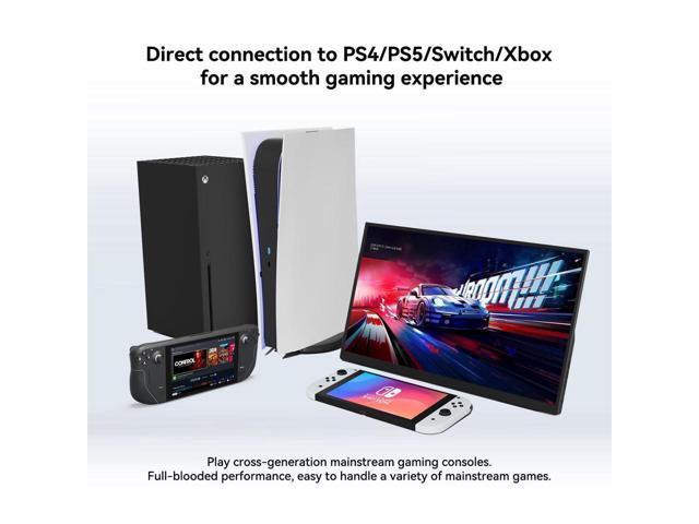 JIMTAB Portable Monitor 15.6' IPS, FHD 1080P HDR monitor 100% sRGB gaming Monitor with Mini HDMI USB-C Second External Monitor dual speakers for...