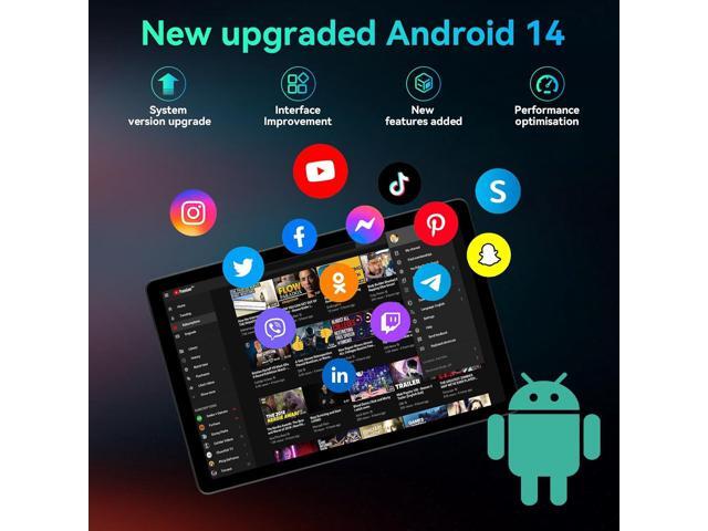JIMTAB 2K Vivid Tablet, Smooth HD 4K video 11' Android 14 Tablets, 18GB+128GB Octa Core Gaming Tablet, 13+5MP Camera, Large 9000mAh, Hi-Res Stereo...