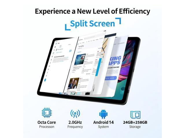 JIMTAB 2024 UPgrade 2K Android 14 Tablets Octa Core 8 Threads High Performance 11 inch Android Tablet, 24GB RAM 256GB ROM 3 in 1 Business Game...