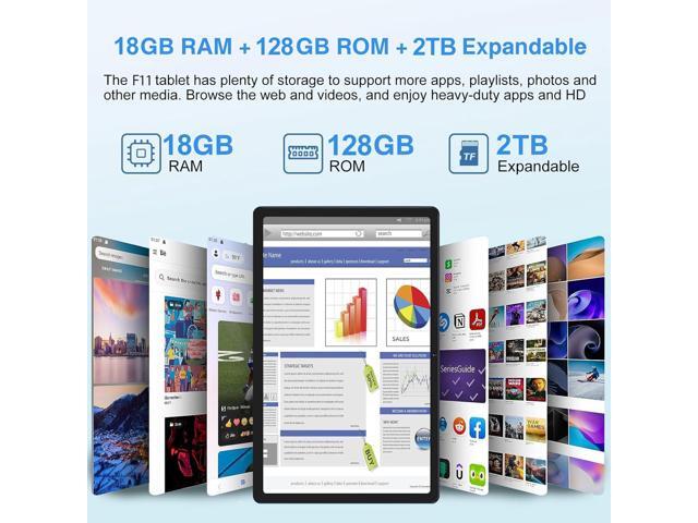JIMTAB 2K Vivid Tablet, Smooth HD 4K video 11' Android 14 Tablets, 18GB+128GB Octa Core Gaming Tablet, 13+5MP Camera, Large 9000mAh, Hi-Res Stereo...