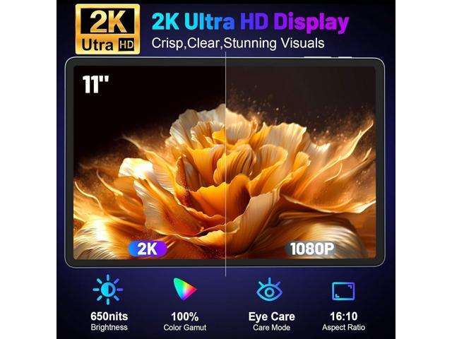 JIMTAB 2K Vivid Tablet, A95 11' Android 12 Tablets, 6GB+128GB Octa-Core Gaming Tablet, 13+5MP Camera, 7000mAh, Stereo 4 Speakers, TÜV Low...