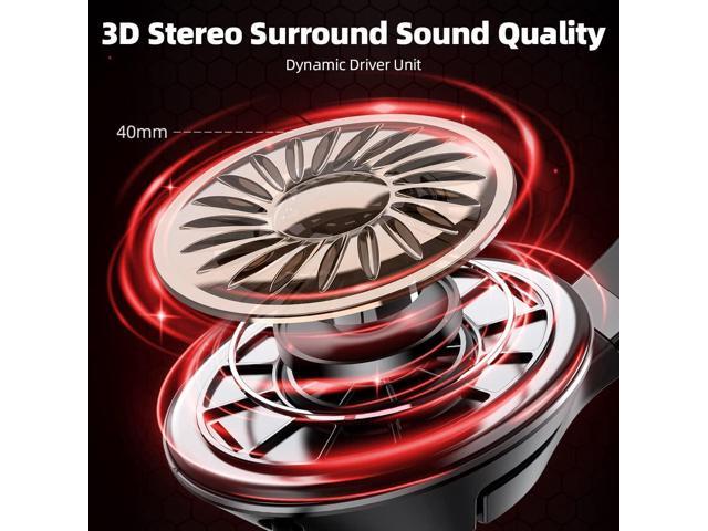 2.4Ghz Wireless Gaming Headset for PC, PS5, PS4, MacBook, with Microphone, Over-Ear Bluetooth Headphones for Cell Phone, Soft Earmuff - 40 Hours...