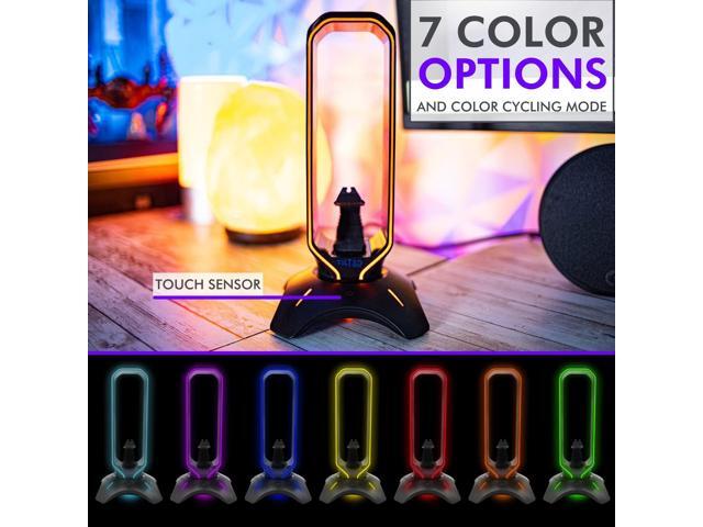 Tilted Nation Gaming Headset Stand RGB Headphone Stand for Desk with Mouse Bungee and USB Hub (Cool and Clean Setup) Gaming Headset Holder -...