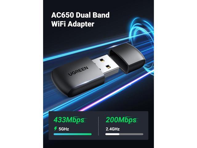 UGREEN AC650 USB WiFi Adapter for Desktop PC 5G 2.4G Dual Band WiFi Dongle Mini Wireless USB Computer Network Adapter Compatible with Windows 11 10...