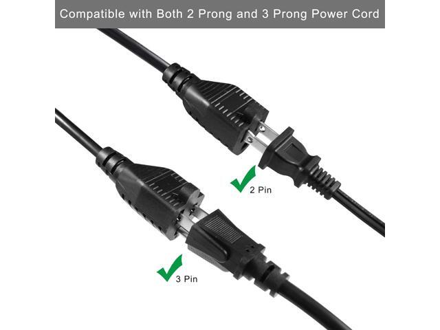 Power Cord Extension Y Splitter - 1 to 2 Way Outlet Adapter NEMA 5-15P 90-Degree Flat Plug to 2 X NEMA 5-15R with SJT 16AWG 3-Prong Cable Wire...