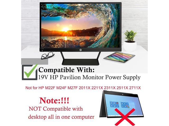for HP Monitor Power Cord 27' 25' 23.8' 23' 21.5' 20' 19V Power Supply HP Monitor 27f 24f 22cwa 24m 23er 23es 27eb 32f vh240a 24ea 27 25vx 27es...