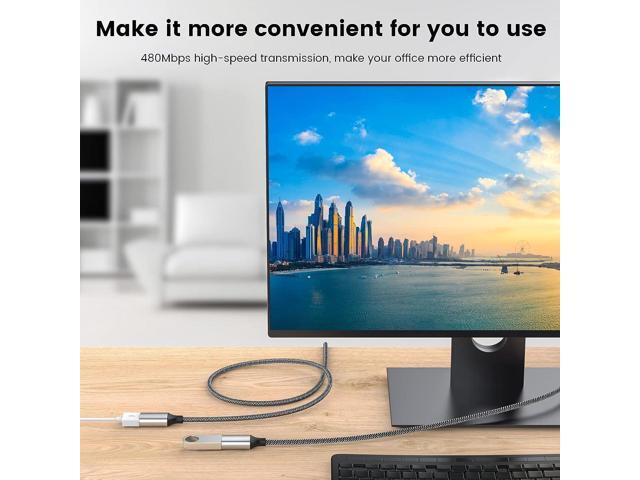 USB Extension Cable,USB A Male to 2 Female Extension Cord Durable USB Splitter Cable Nylon Braided Fast Data Transfer Compatible with Printer, USB...