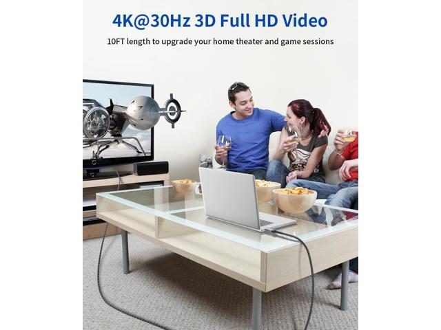 JSAUX 4K DisplayPort to HDMI Cable Adapter 10FT, DP to HDMI Male Video UHD 4K@30Hz/2K@60/1080P@120 Nylon DP to HDTV Uni-Directional Cord for Dell,...