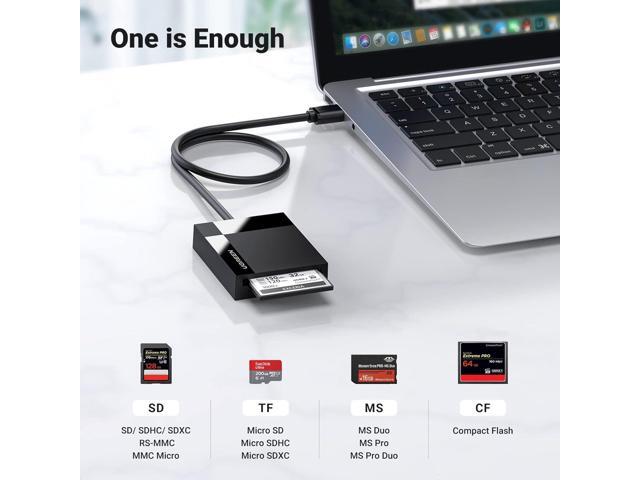 UGREEN SD Card Reader USB 3.0 Card Hub Adapter 5Gbps Read 4 Cards Simultaneously CF, CFI, TF, SDXC, SDHC, SD, MMC, Micro SDXC, Micro SD, Micro...