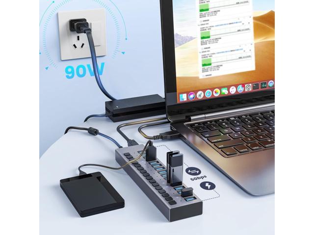 Powered USB Hub - ACASIS 16 Ports 90W USB 3.0 Data Port, Individual On/Off Switches, 12V/7.5A Power Adapter, 5Gbps High Speed, USB 3.0 Hub for...