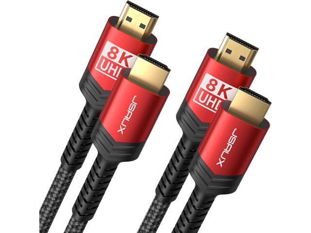 JSAUX 8K HDMI Cable 2.1 2 Pack 6ft, 48Gbps Ultra High Speed HDMI Cable Braided Cord (4K@144Hz, 4K@120Hz, 8K@60Hz) HDCP 2.2 & 2.3 HDR 10 eARC ARC,...