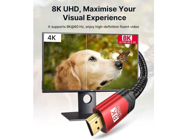 10K 8K HDMI Cable 2.1 2 Pack 6ft, JSAUX 48Gbps Ultra High Speed HDMI Cable Braided Cord, 4K@120Hz, 4K@144Hz, 8K@60Hz, HDCP 2.2 & 2.3, HDR 10,...
