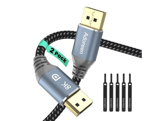 VESA Certified 8K DisplayPort 1.4 Cable 3 Feet/2 Pack,Adoreen DP Cord(From 1.5-30FT)8K@60Hz 4K@144Hz 2K@240Hz 32.4Gbps HBR3 HDCP HDR,FreeSync...