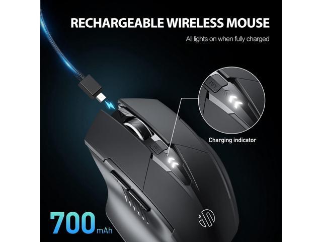 INPHIC Bluetooth Mouse [Upgraded: Battery Level Visible], Inphic Rechargeable Wireless Mouse Multi-Device (Tri-Mode:BT 5.0/4.0+2.4Ghz) with...