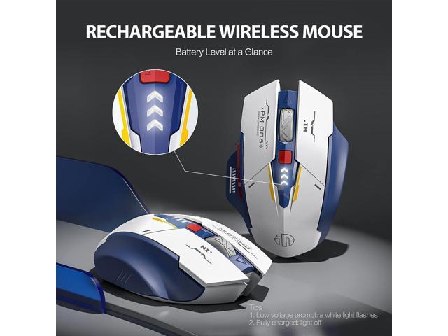 INPHIC Wireless Mouse, INPHIC Rechargeable Ergonomic Silent Mice with 2.4G USB Receiver Mecha Style Mouse Wireless for Laptop Computer Mac MacBook,...