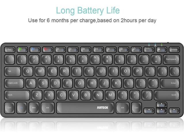 Arteck Universal Multi-Device Bluetooth Keyboard Ultra Slim and Compact Wireless Bluetooth Keyboard with Media Hotkeys for Windows iOS iPad OS...