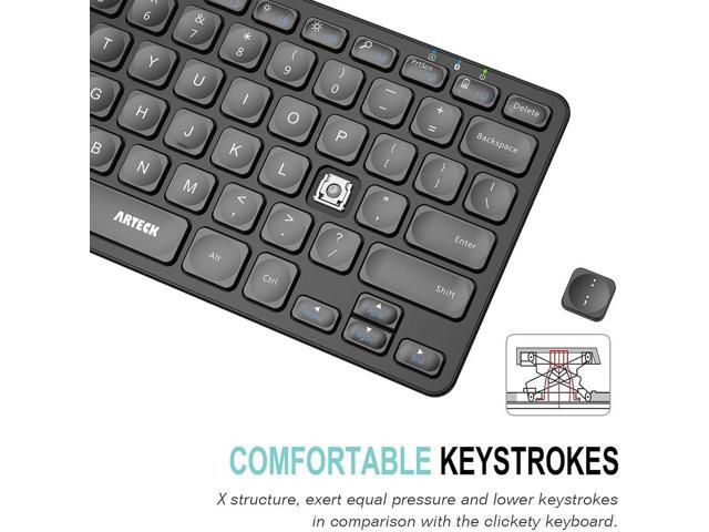 Arteck Universal Multi-Device Bluetooth Keyboard Ultra Slim and Compact Wireless Bluetooth Keyboard with Media Hotkeys for Windows iOS iPad OS...