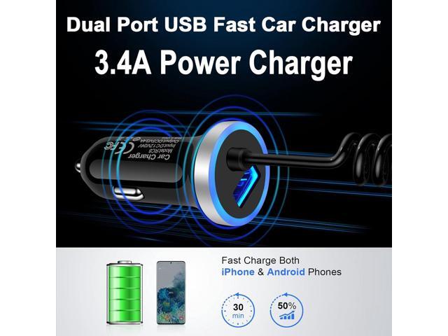 Fast Car Charger Type C Car Plug Android Phone USB C Car Charger Cigarette Lighter Adapter Fast Charging C Coiled Cable for Samsung Galaxy A13...